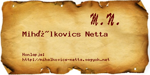 Mihálkovics Netta névjegykártya